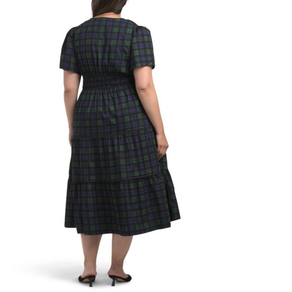 LEA Black Plus Blackwatch Ruched Waist Maxi Dress - Picture 2 of 2